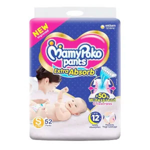 MamyPoko Pants Baby Diaper Extra Absorb (4–8 kg) – Size S – 52 Pants